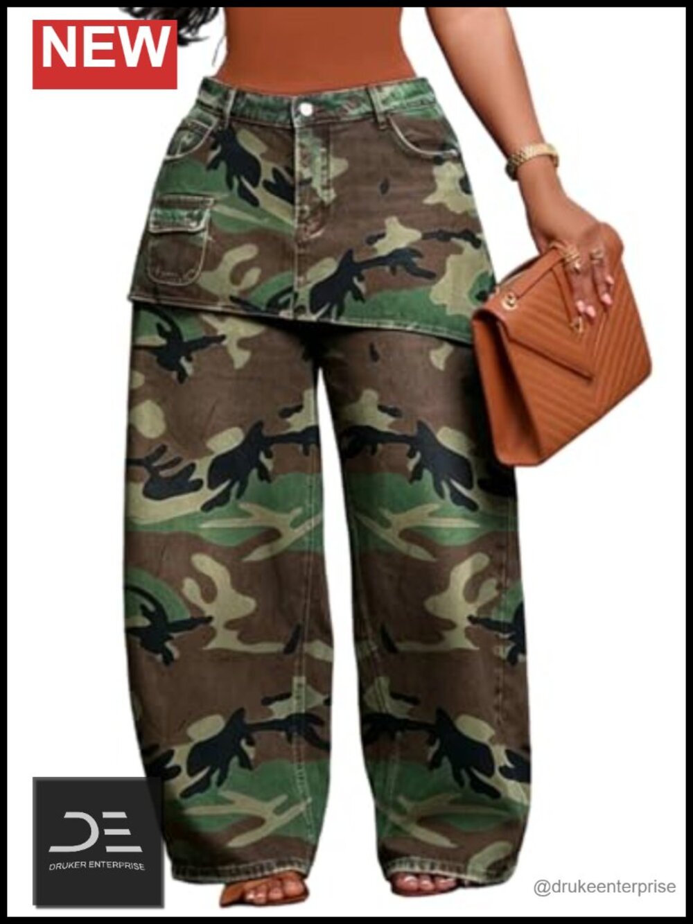 Womens Baggy Cargo Jeans Cowboy Long Skirt Overlay Pants with Pockets
